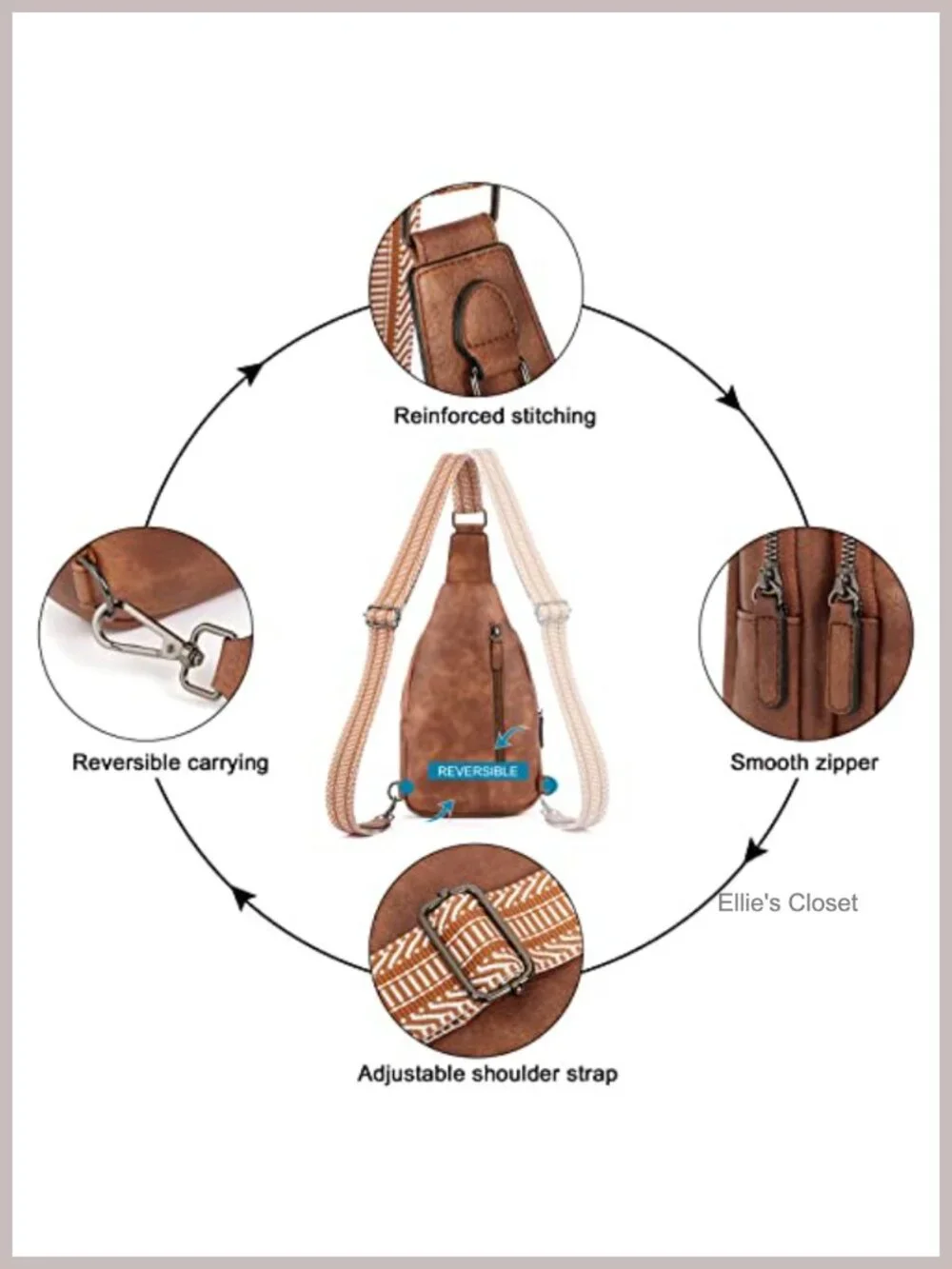 Women's Faux Leather Crossbody Sling Backpack with Adjustable Strap